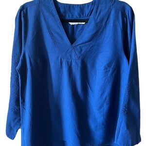 Conservative embroidered high low lagenlook Tunic Top V neck Blouse Boho